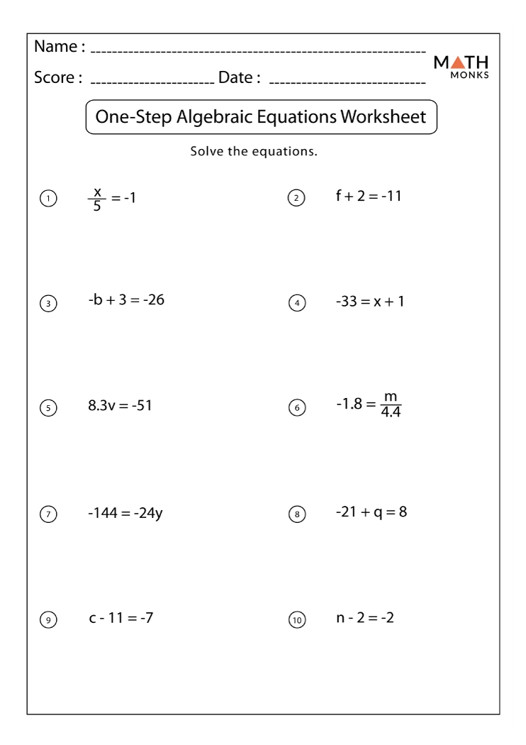 20 One Step Equations Worksheet Pdf Worksheets Decoomo