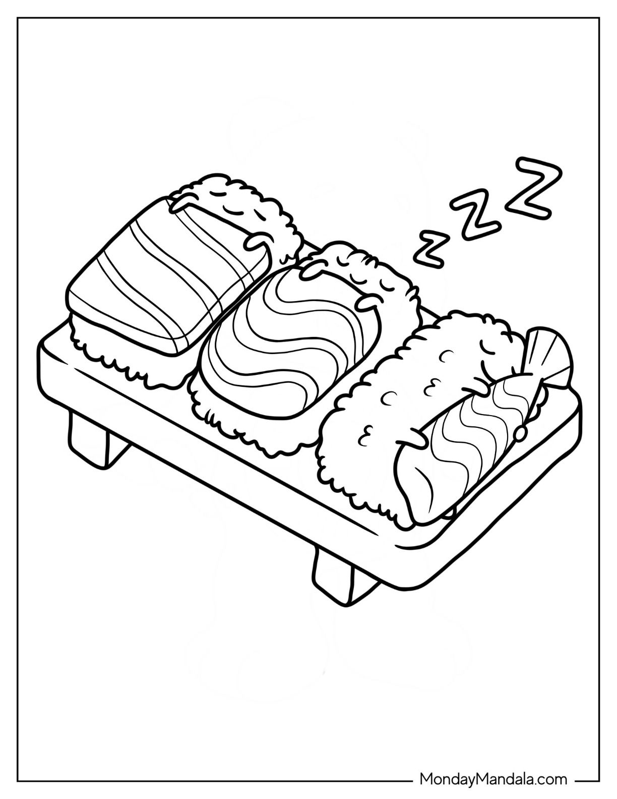 20 Sushi Coloring Pages Free PDF Printables Food Coloring Pages