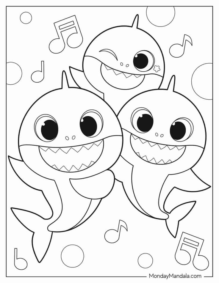 24 Baby Shark Coloring Pages Free PDF Printables Shark Coloring