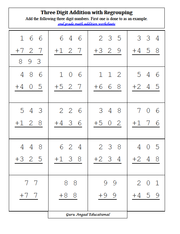 2nd Grade Math Addition With Regrouping Worksheets Steemit 