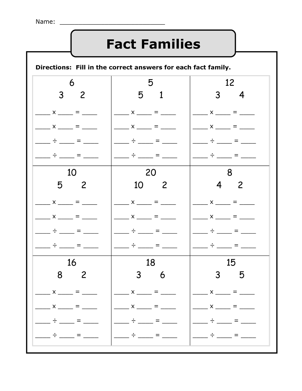 30 Fact Family Worksheets Worksheets Decoomo
