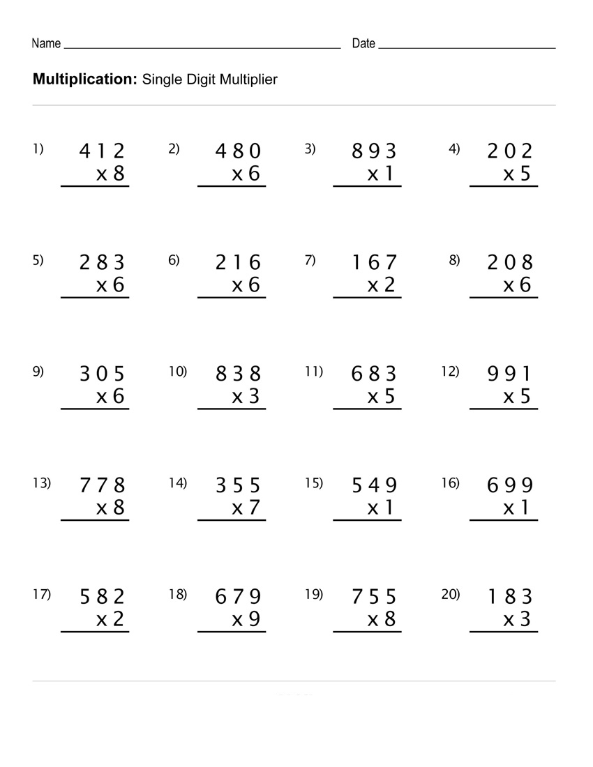 4th Grade Math Worksheets Best Coloring Pages For Kids