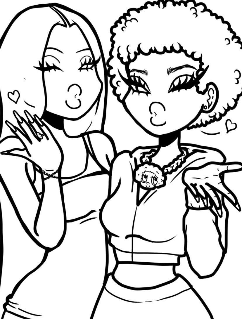 5 Page Printable Coloring Girls Etsy Coloring Book Art Book Art 