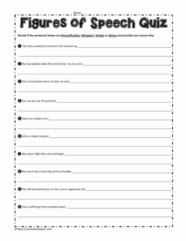 50 Figures Of Speech Worksheet Chessmuseum Template Library