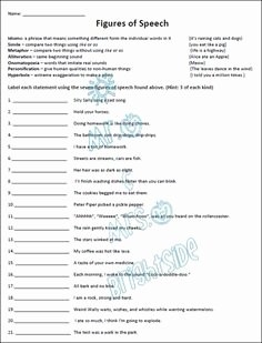 50 Figures Of Speech Worksheet Chessmuseum Template Library
