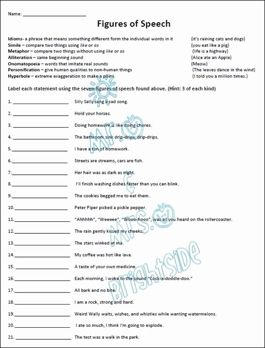 50 Figures Of Speech Worksheet Chessmuseum Template Library