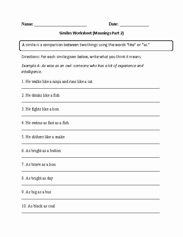 50 Figures Of Speech Worksheet Chessmuseum Template Library