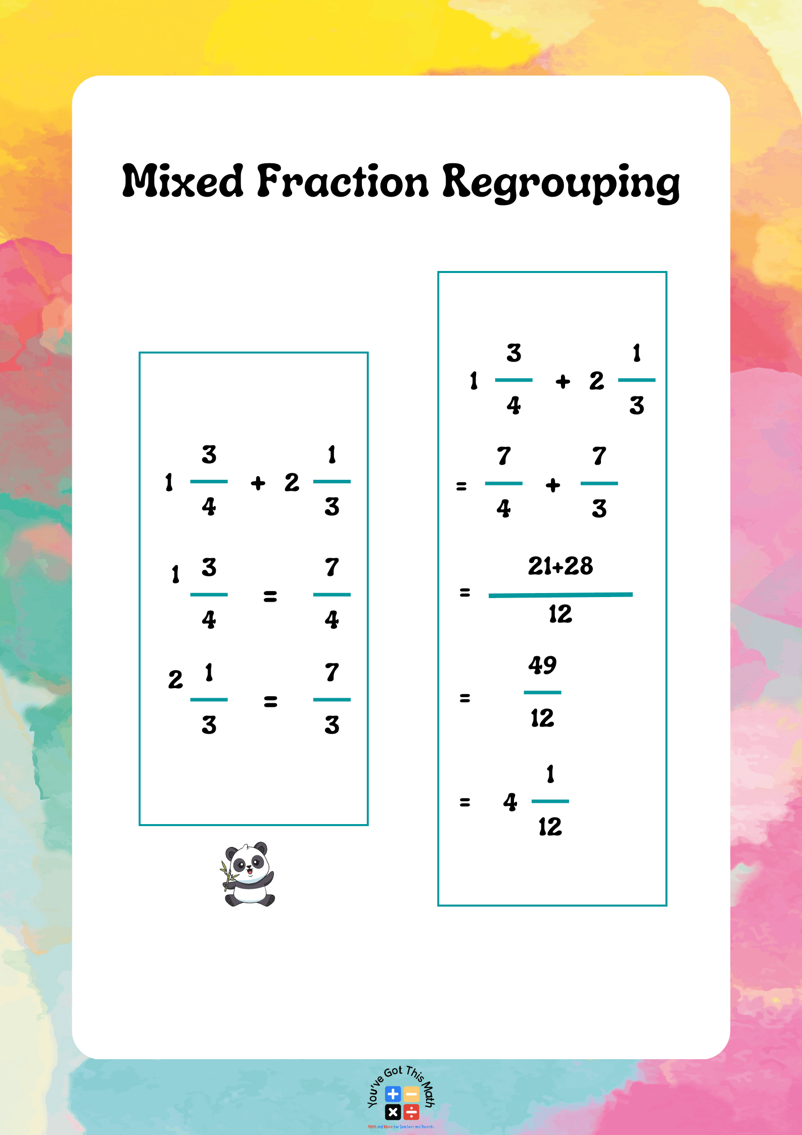 6 Free Adding And Subtracting Fractions With Regrouping Worksheet