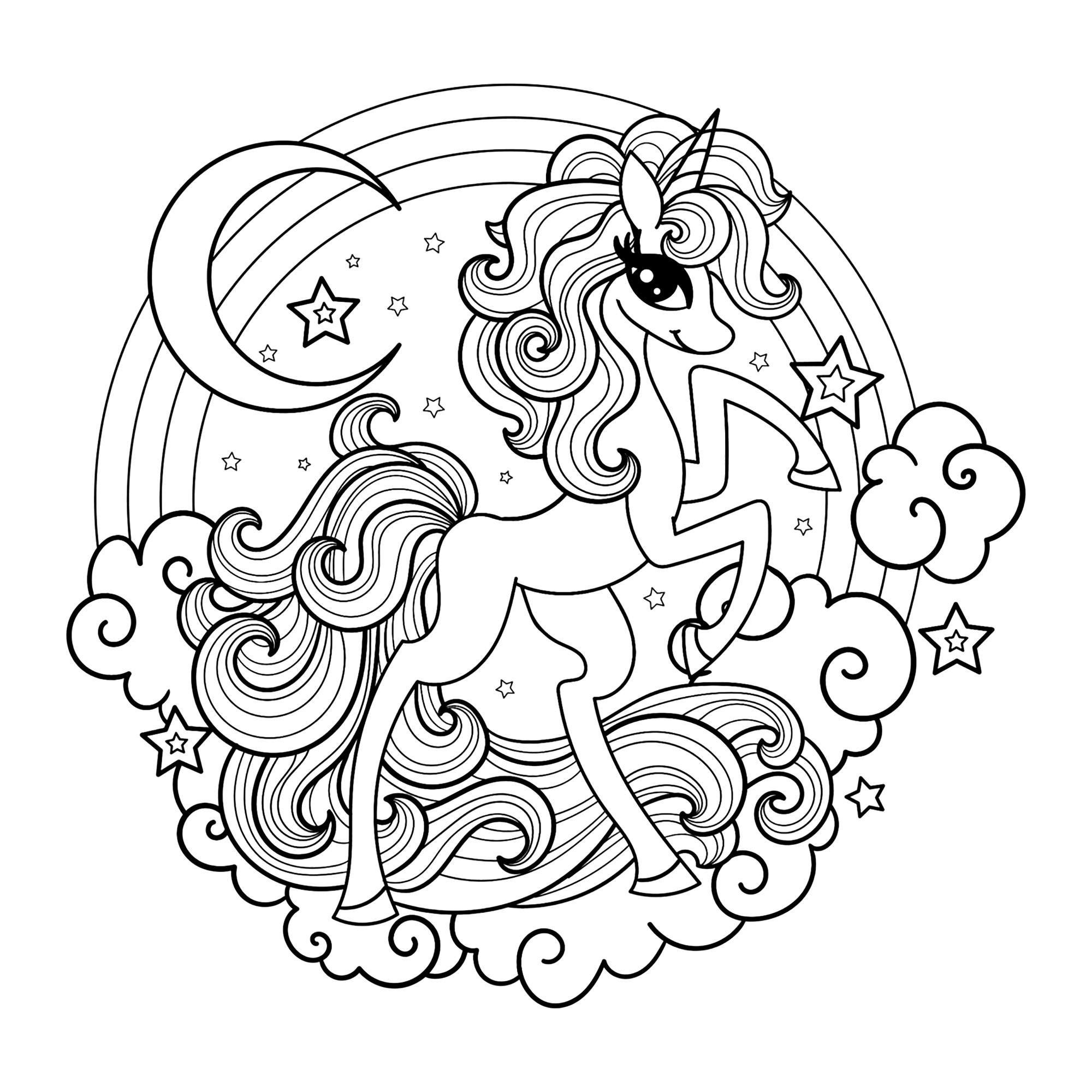 A Stylish Modern Unicorn Unicorn Coloring Pages For Kids Page Page 