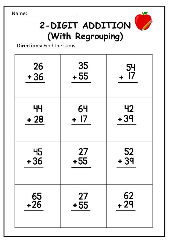 Addition Of 2 digit Numbers Worksheets K5 Learning Worksheets Library