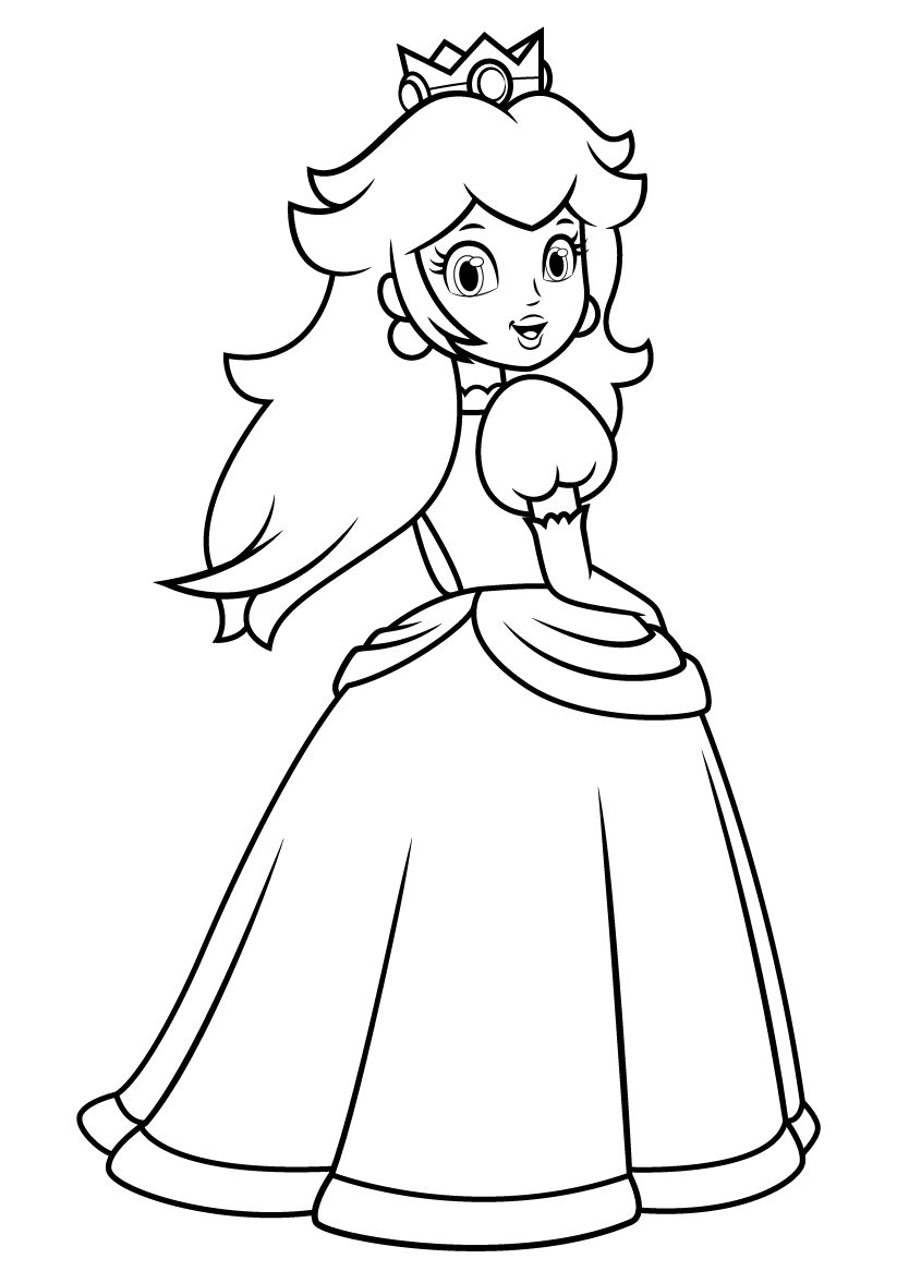 Adorable Princess Peach Coloring Page Free Printable Coloring Pages