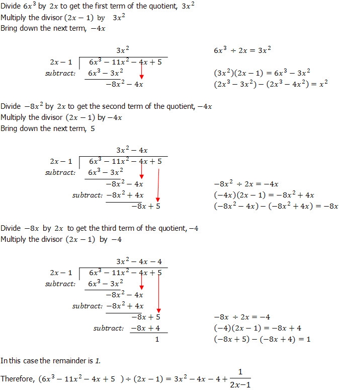 Algebraic Long Division Question 2 With Fully Worked Solution