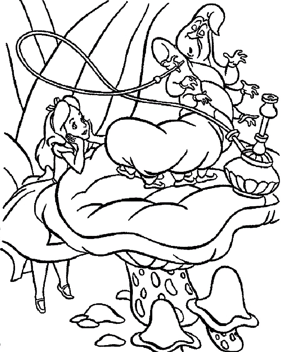 Alice In Wonderland Coloring Book Pages Caterpillar