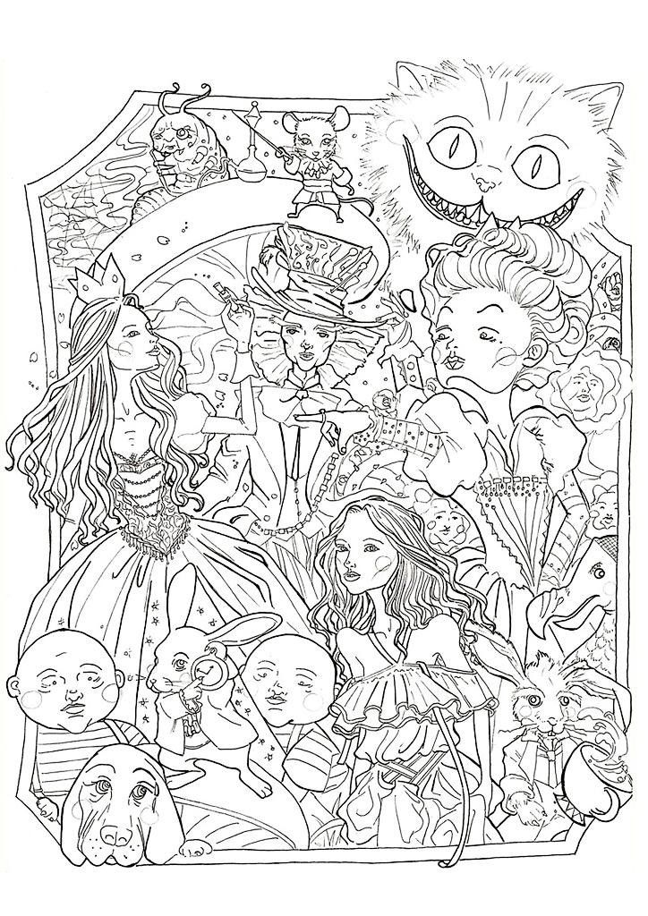 Alice In Wonderland Coloring Books AdultcoloringbookZ