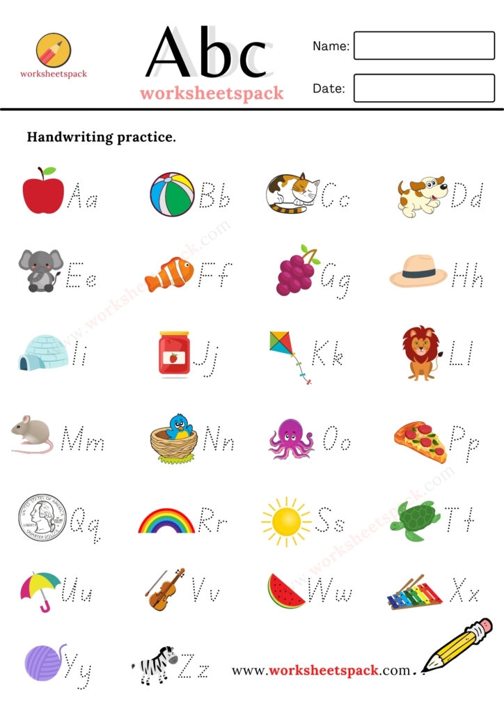 Alphabet Handwriting Worksheets A To Z Pdf Worksheetspack