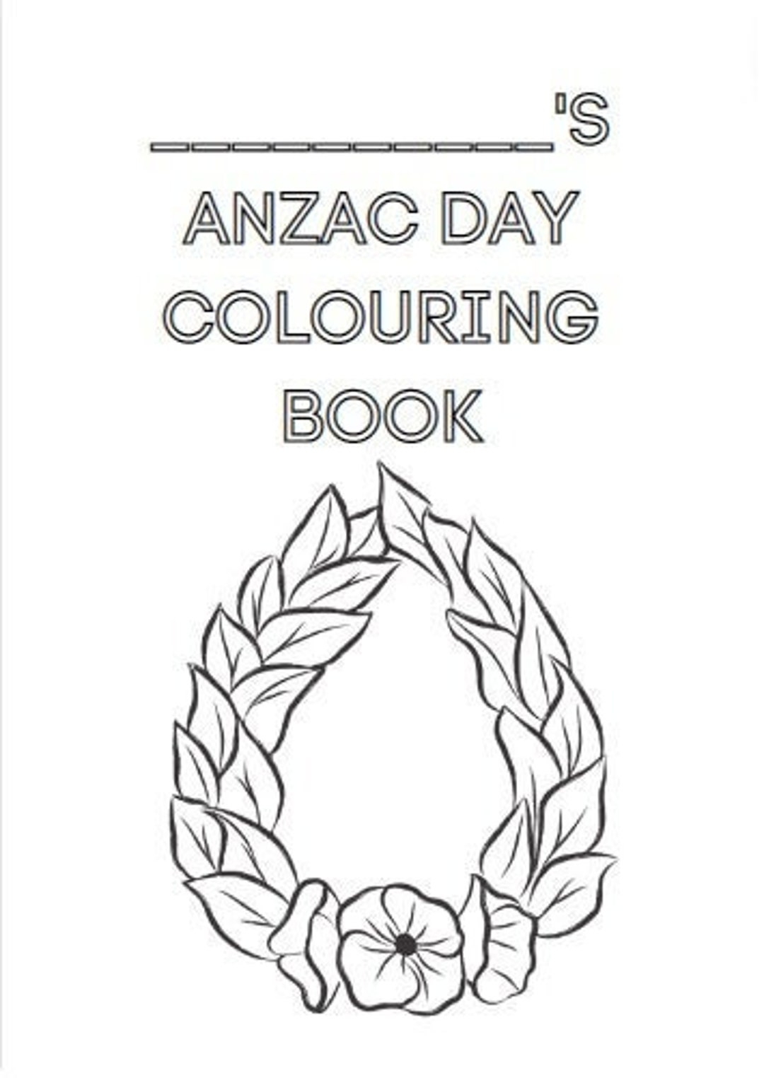 ANZAC Day Colouring Activity Book Etsy