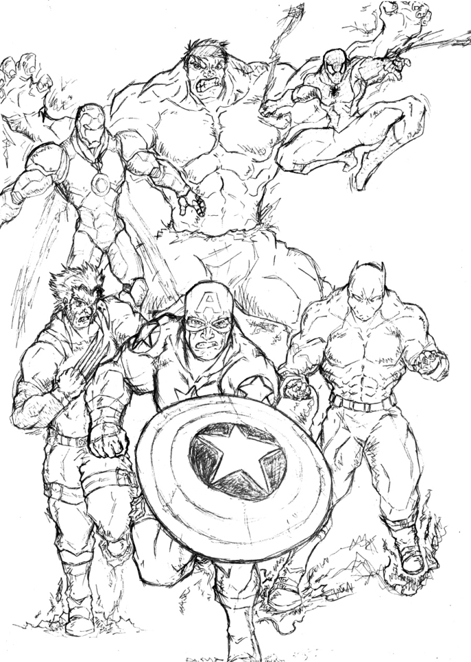Avengers Group Coloring Pages Coloring Pages
