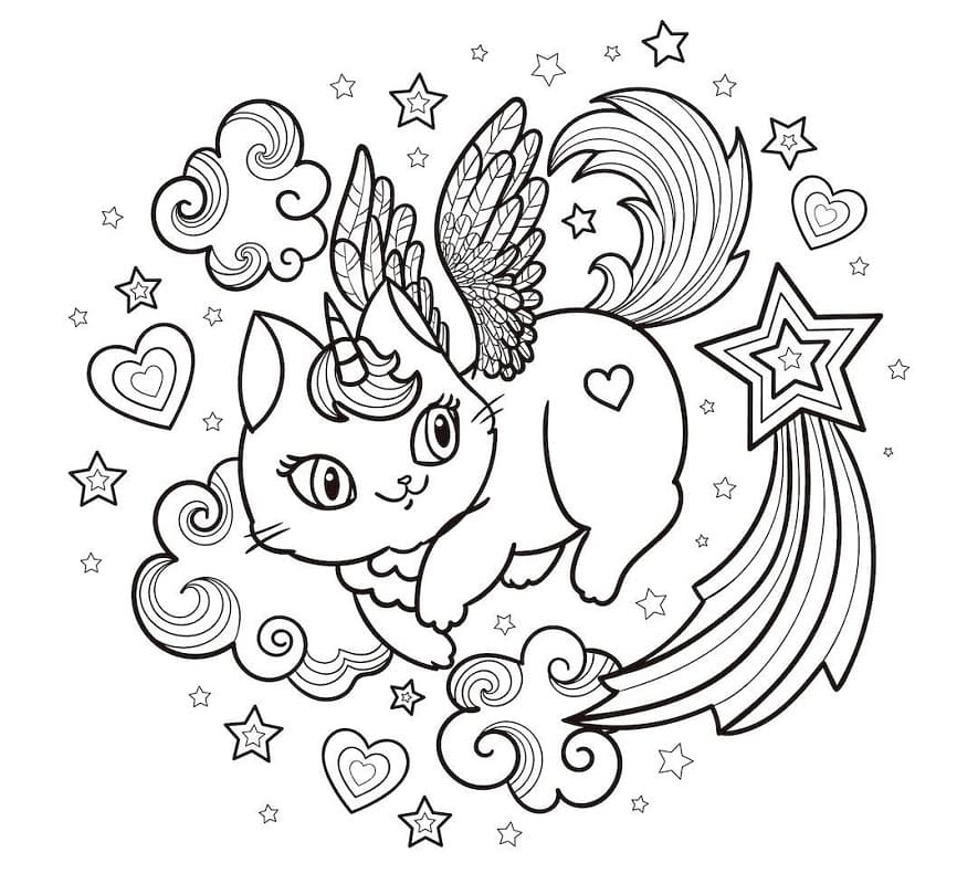 Awesome Unicorn Cat Coloring Page Free Printable Coloring Pages For Kids