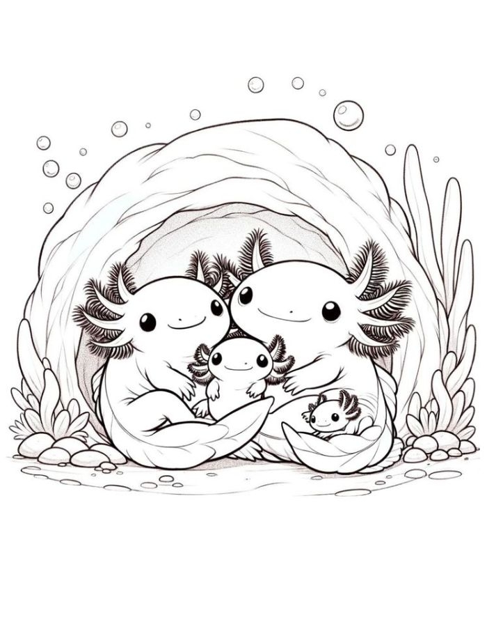 Axolotl Coloring Pages Free Printable PDF