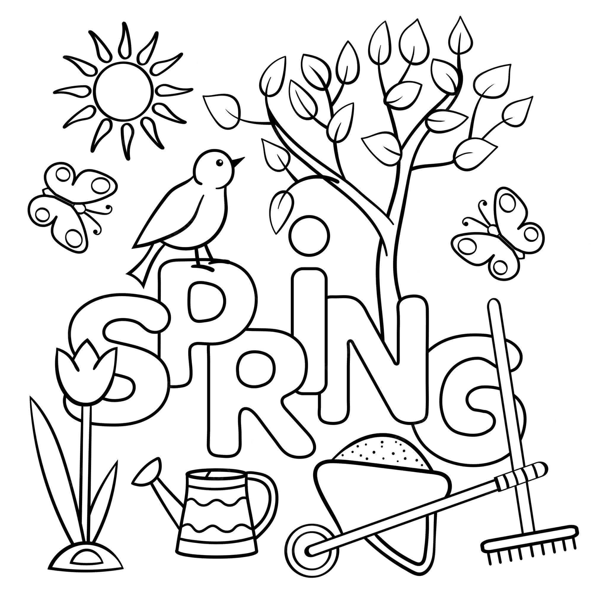 Basic Spring Coloring Page Download Print Or Color Online For Free