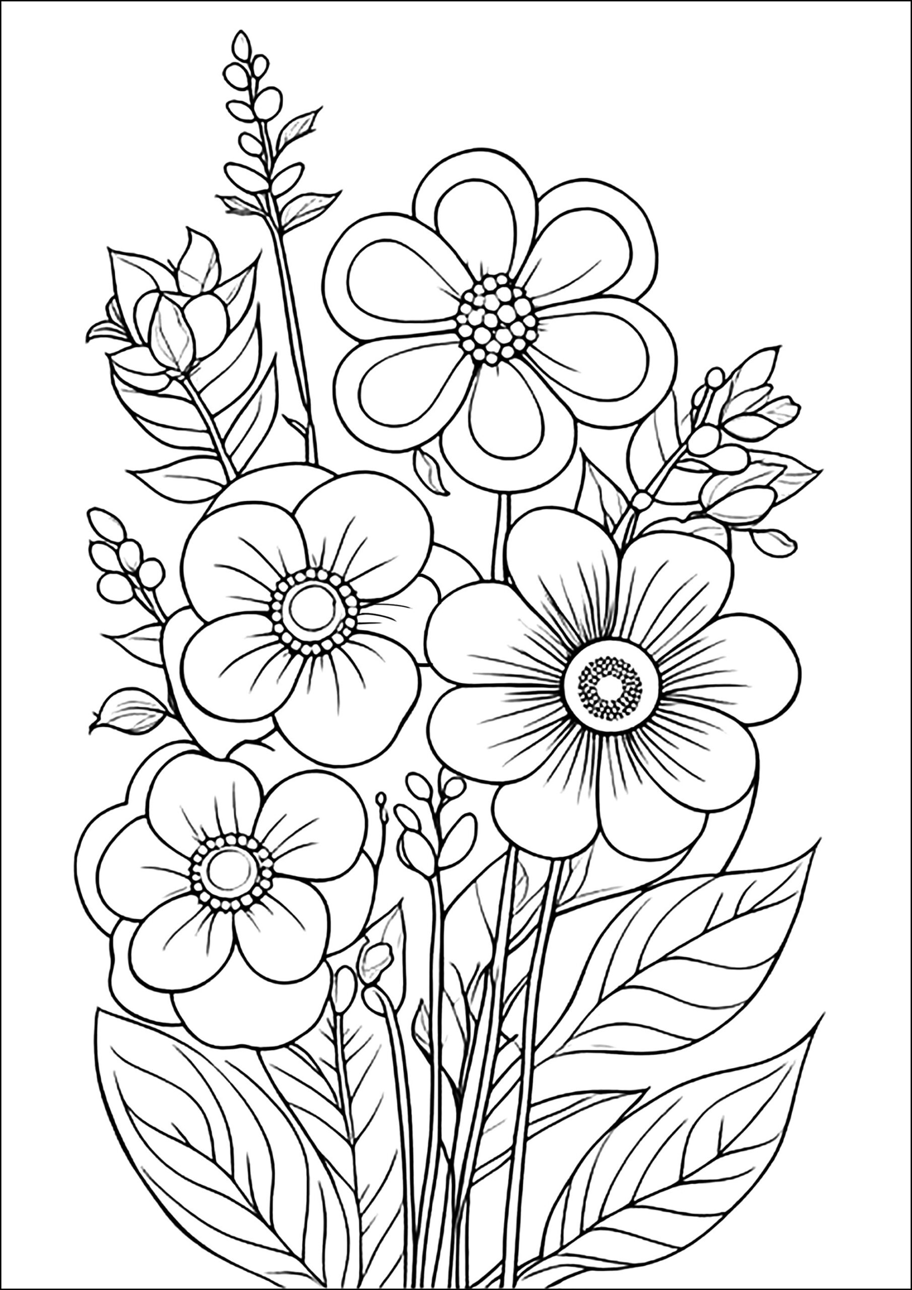 Beautiful Flowers To Color Flower Coloring Pages For Kids