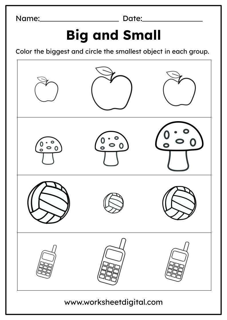 Big And Small Worksheet Digital Worksheets Library