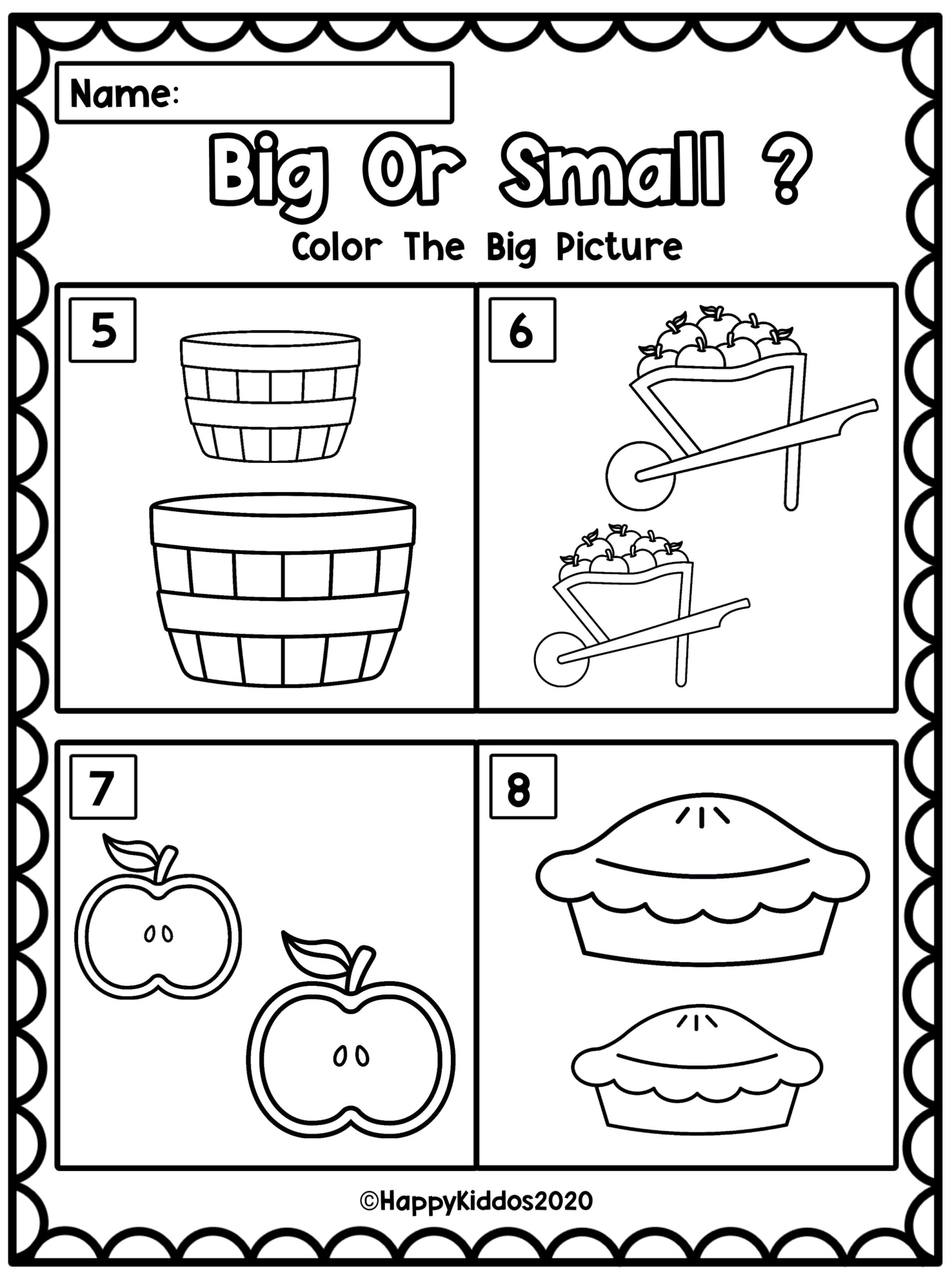 Big Small Worksheet Comparison Worksheet Preschool Etsy Sweden 