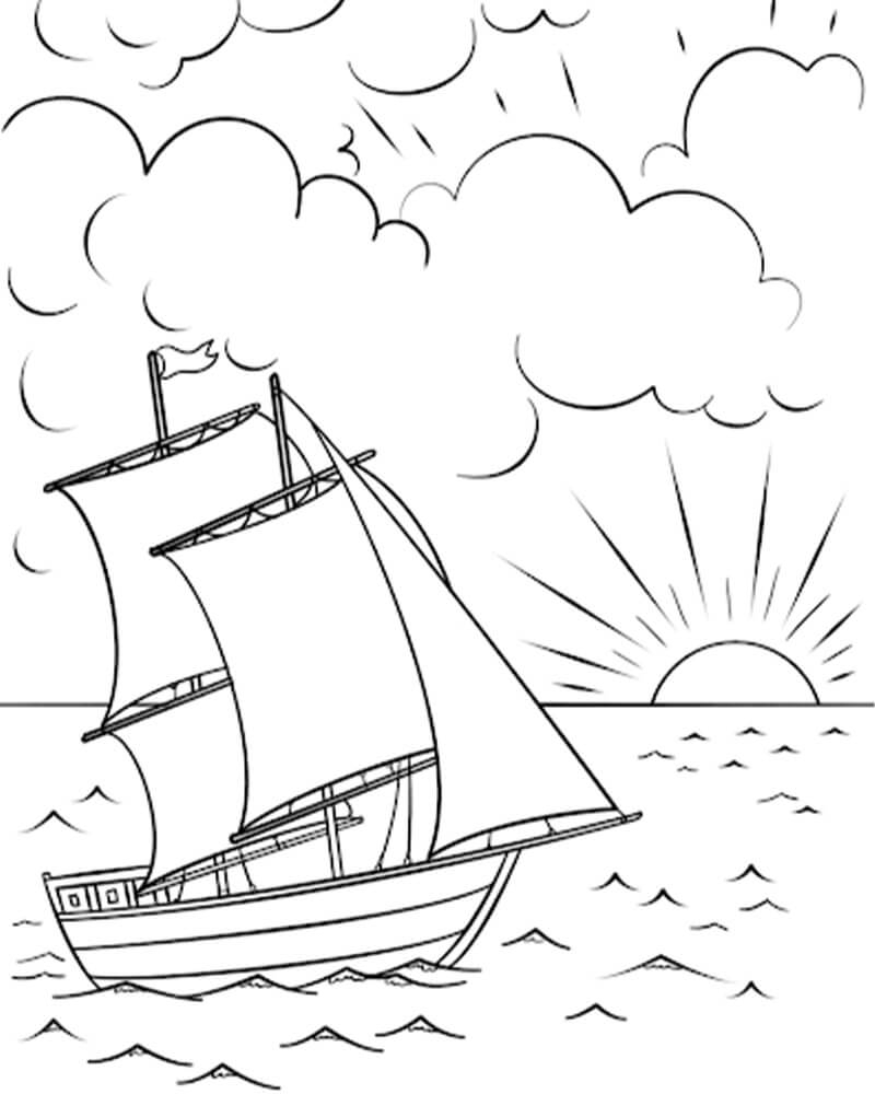 Boat And Sunset Coloring Page Free Printable Coloring Pages For Kids