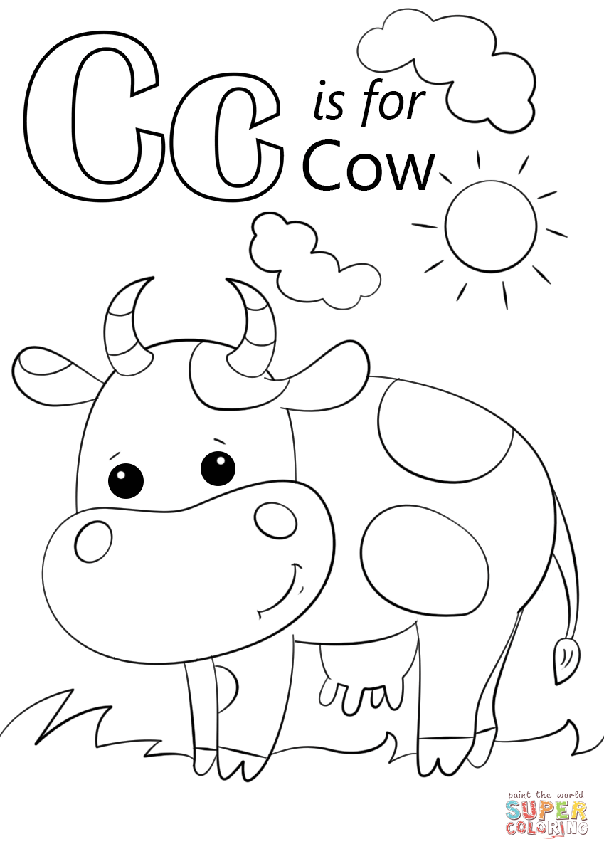 C Cow Coloring Pages Coloring Home