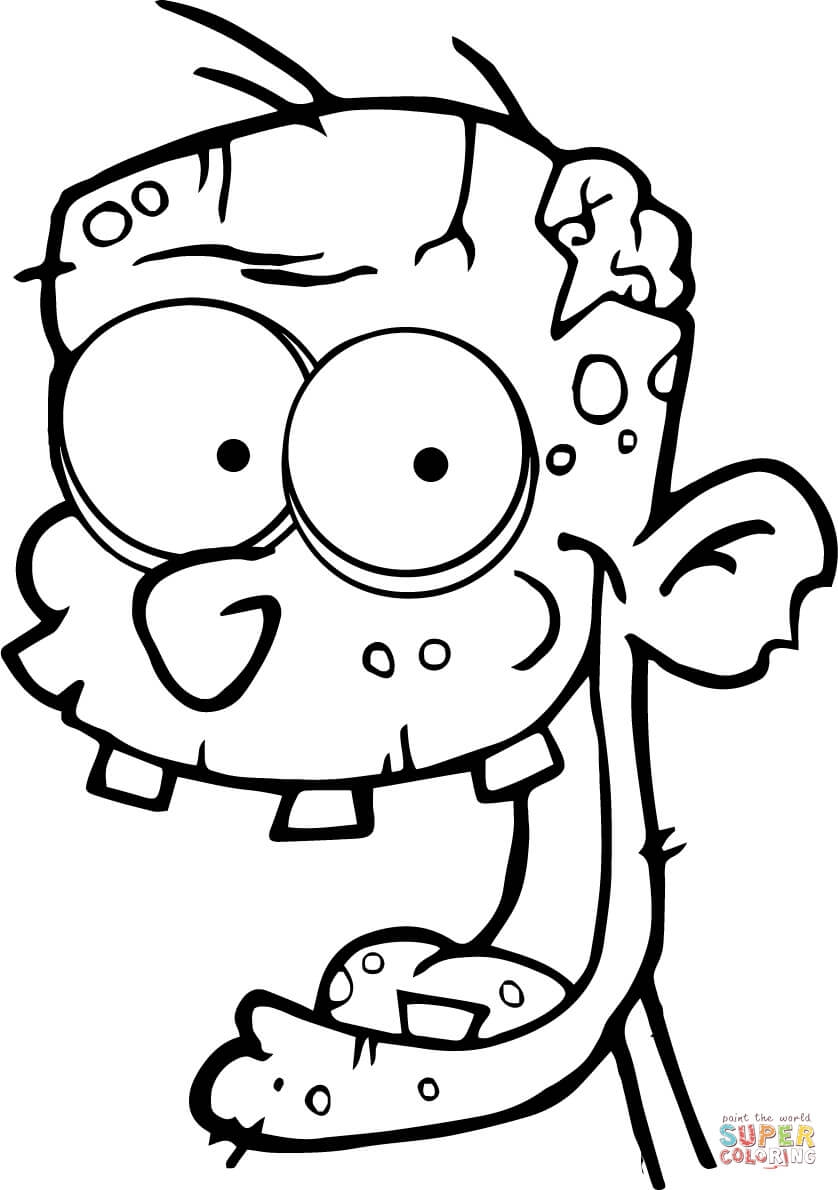 Cartoon Zombie Coloring Pages Coloring Home