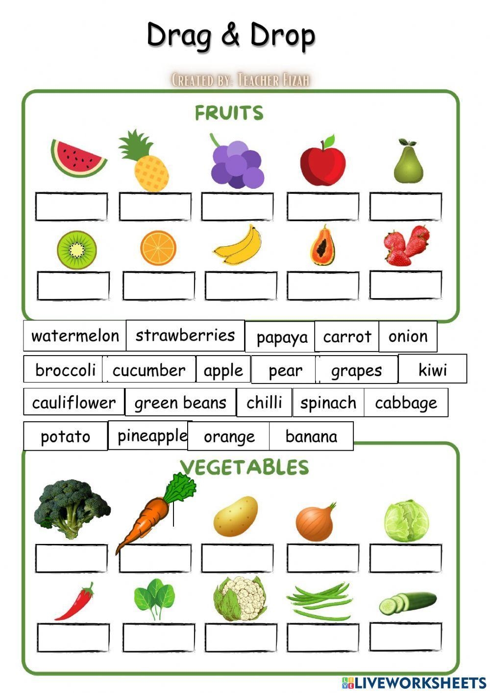 Categorize Fruits Vegetables Worksheet Live Worksheets Worksheets 