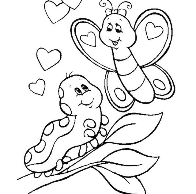 Caterpillar Meeting Butterfly Coloring Sheet Coloring Pages