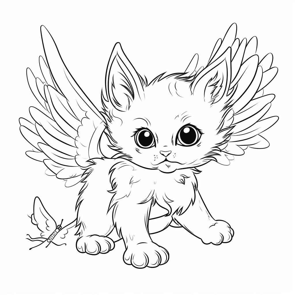 Cats With Wings Coloring Page Coloring Home
