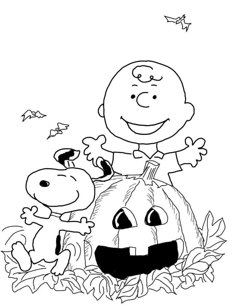 Charlie Brown Thanksgiving Coloring Pages With Pumpkin Free Printable 