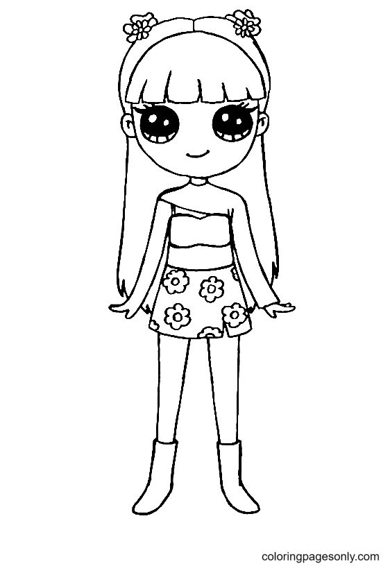 Chibi Lisa BlackPink Coloring Page