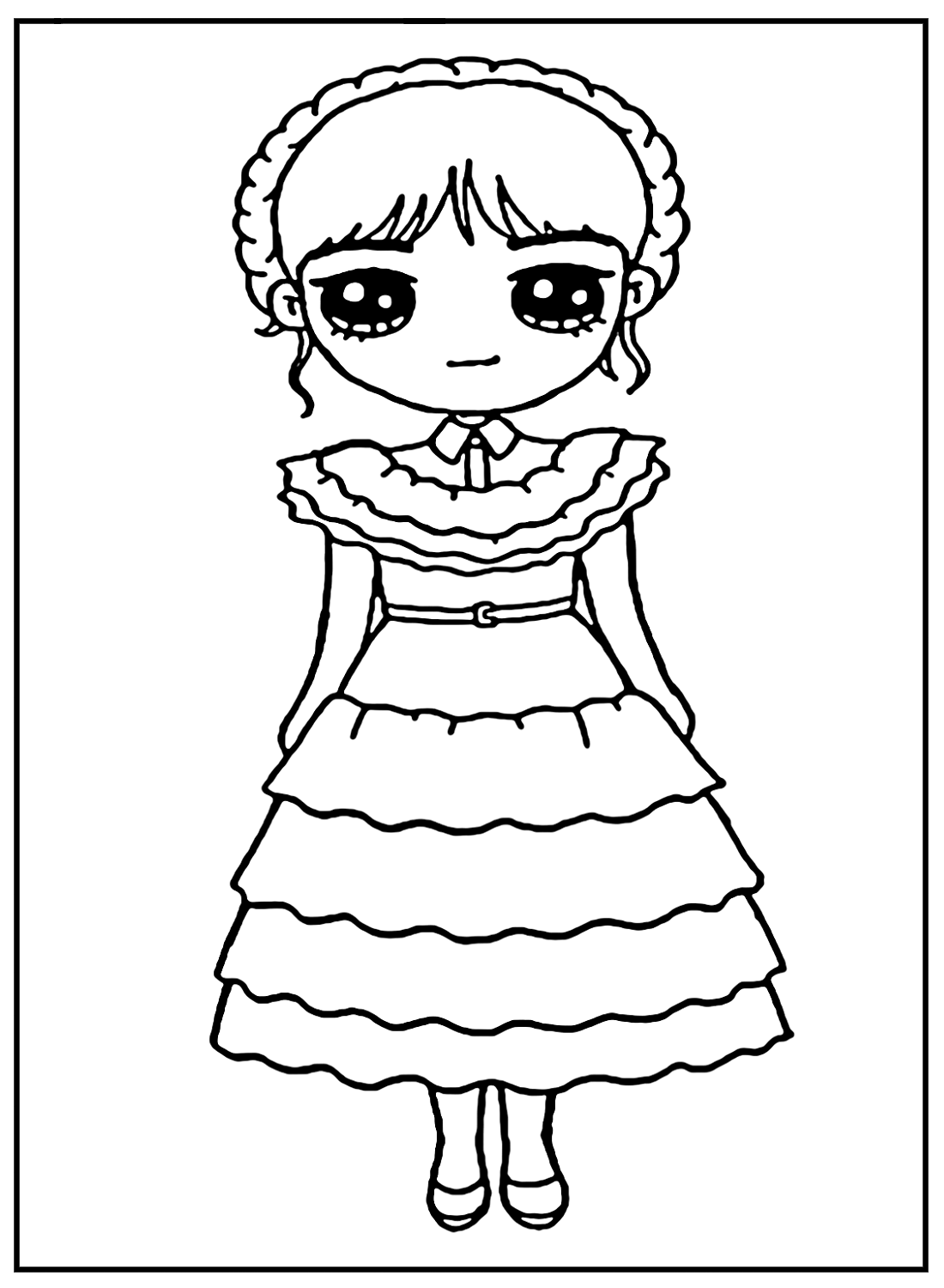 Chibi Wednesday Addams Coloring Page Free Printable Coloring Pages