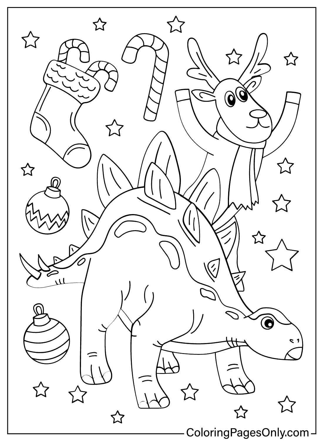 Christmas Dinosaur Coloring Pages Free Printable Coloring Pages