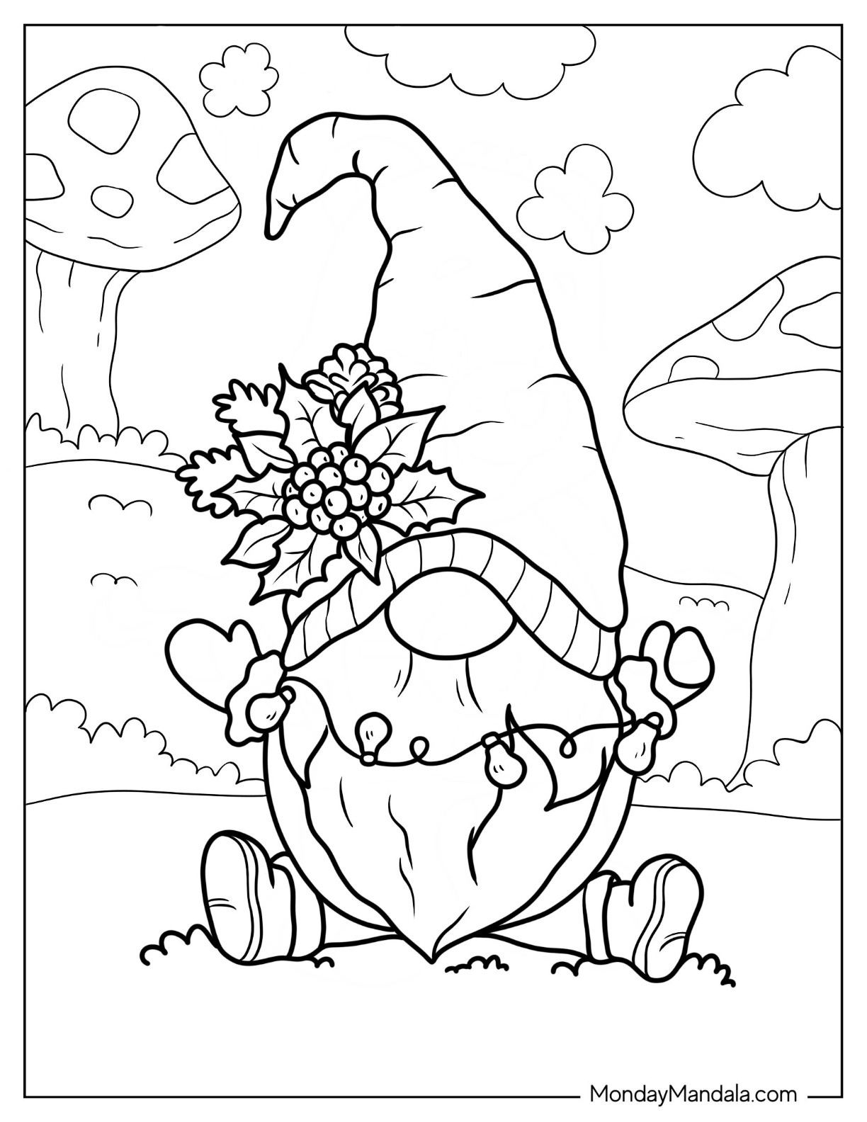 Christmas Gnome Coloring Pages Coloring Nation