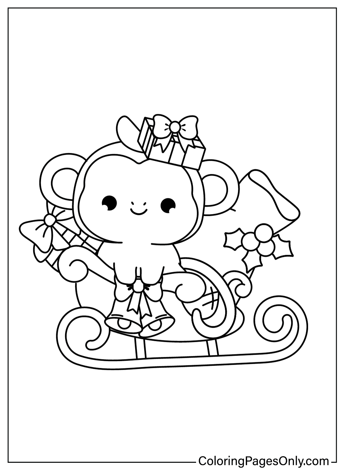 Christmas Monkey Coloring Pages Free Printable Coloring Pages