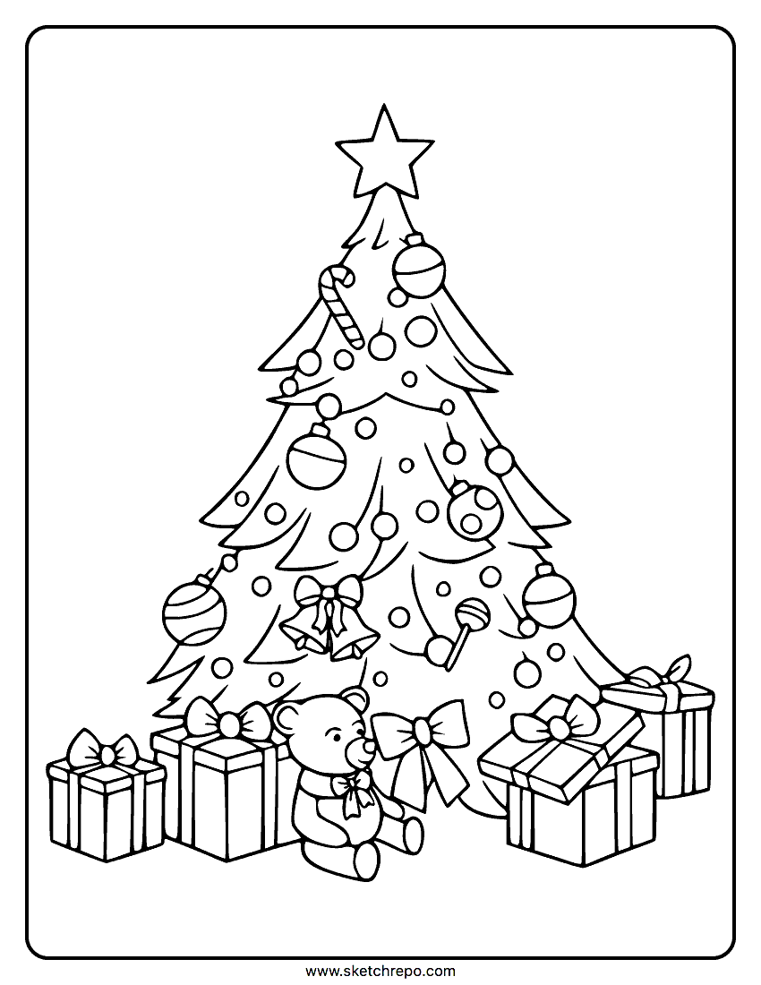 Christmas Tree Coloring Page Sketch Repo