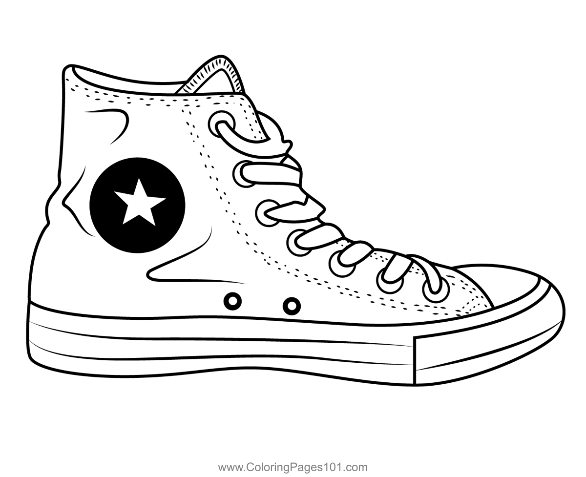 Chucks Sneaker Coloring Page For Kids Free Shoes Printable Coloring 