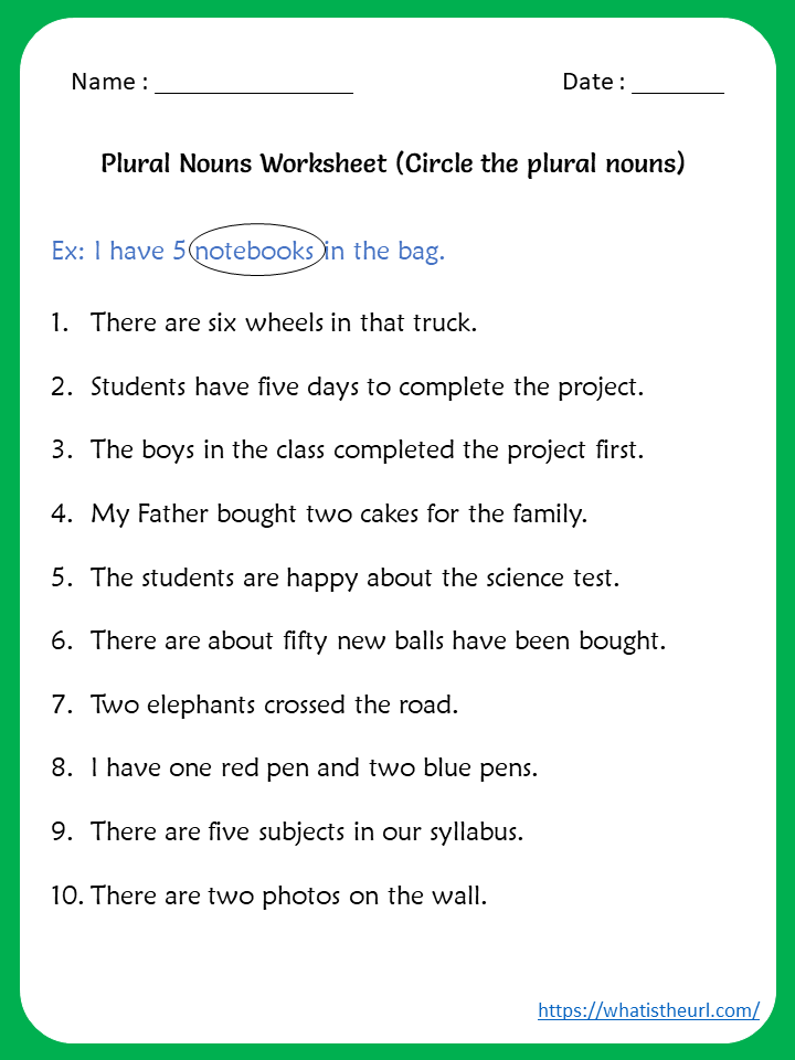 Circling plural nouns worksheet Your Home Teacher
