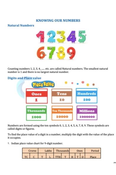 Class 6 Maths Knowing Our Numbers Worksheet In PDF