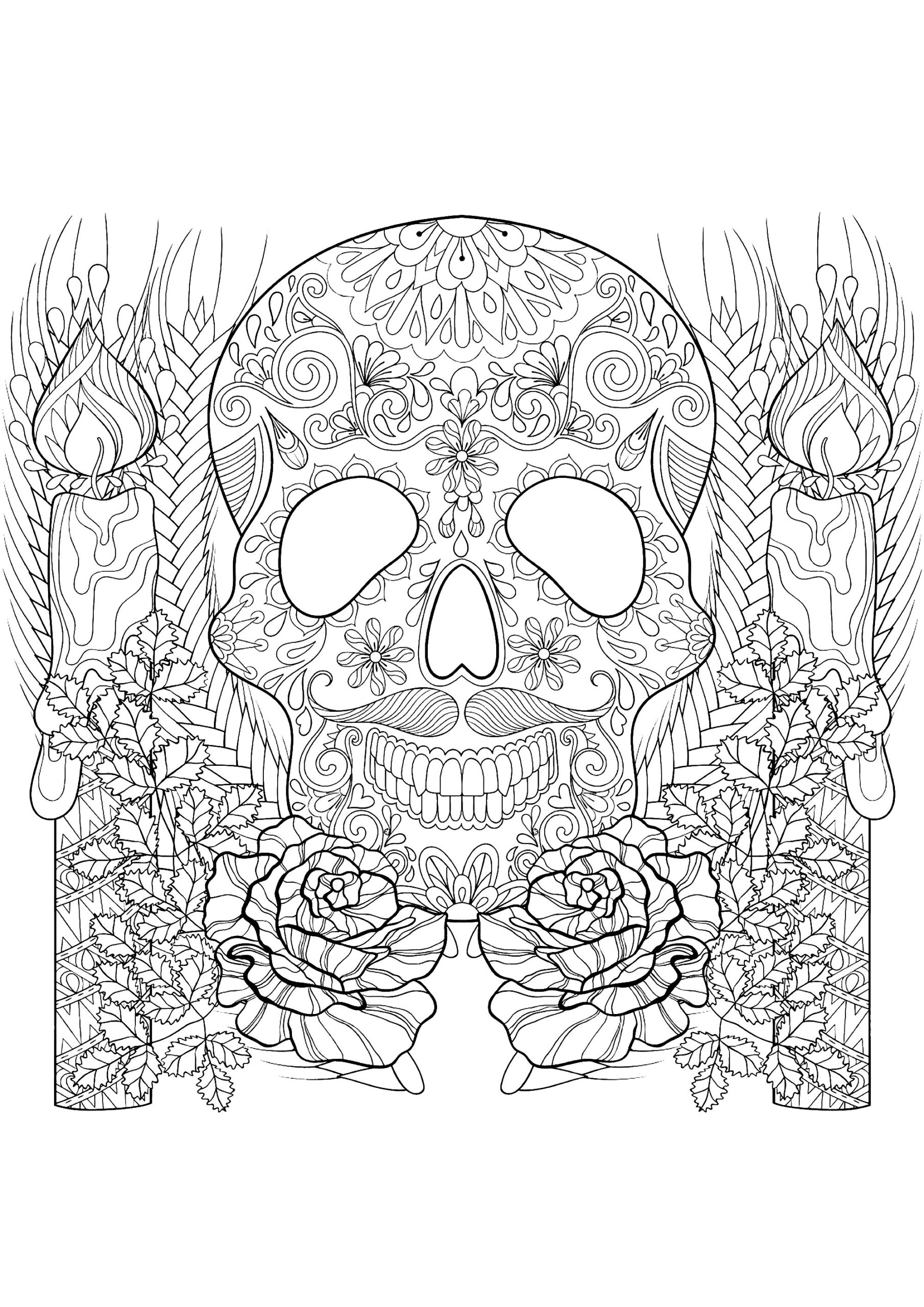Collection Of Skull Coloring Pages For Adults Free Printable