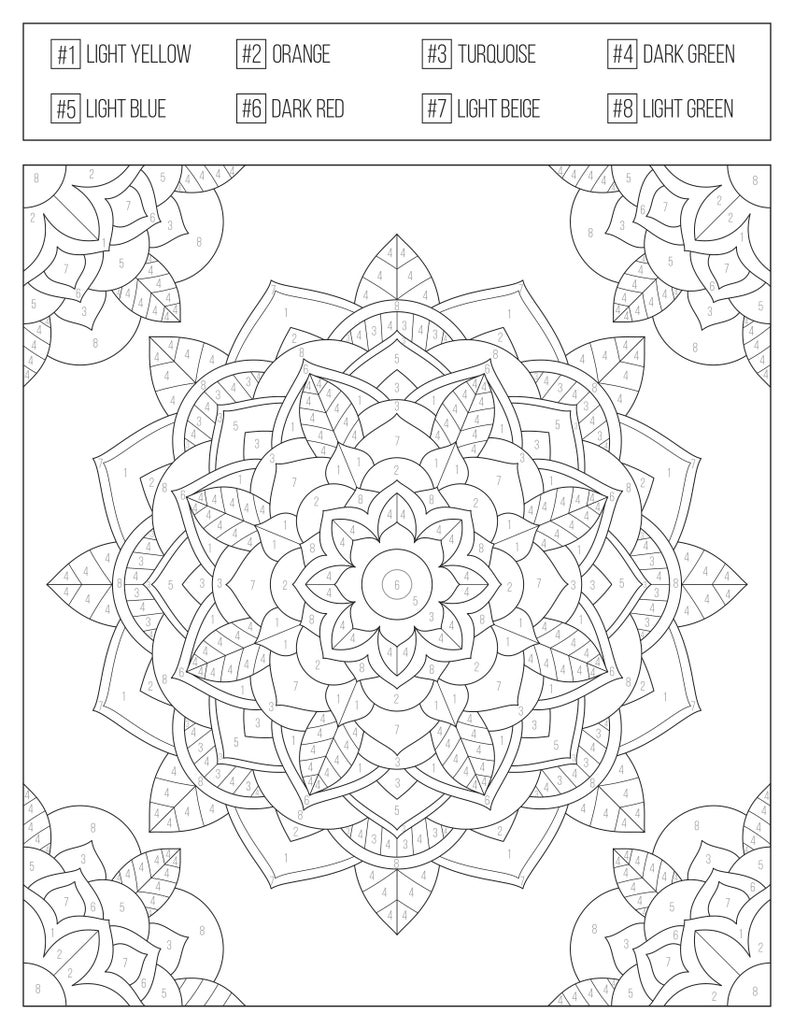 Color By Numbers Printable Coloring Book For Adults Teens Etsy 
