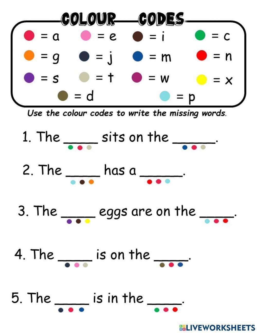 Color Codes Worksheet Live Worksheets Worksheets Library
