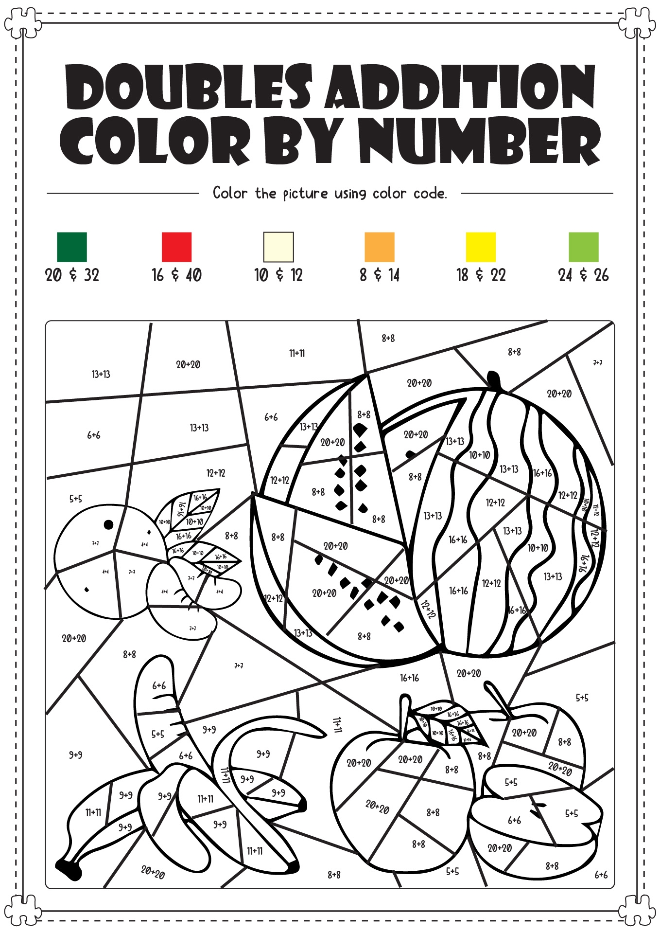 Color Number Math Worksheets Printable Calendars AT A GLANCE