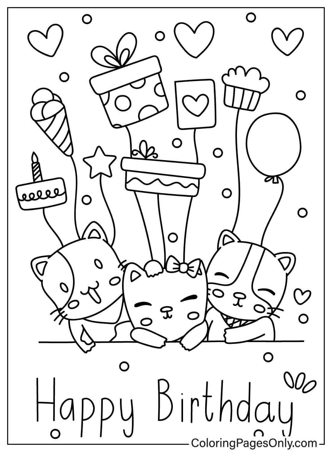 Color Page Happy Birthday Card Free Printable Coloring Pages