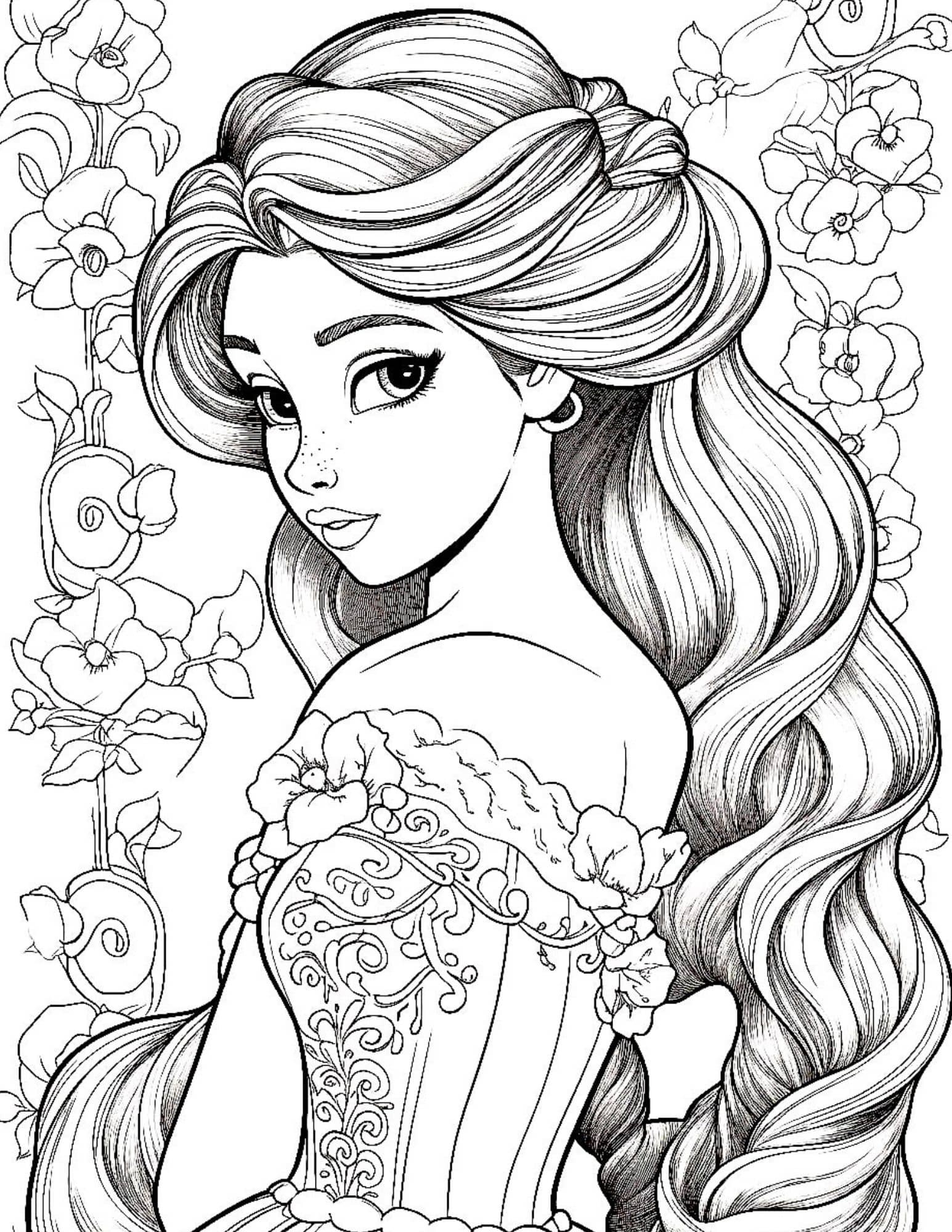 Coloring Disney Princess Rapunzel Coloring Art Disney Disneyprincess 