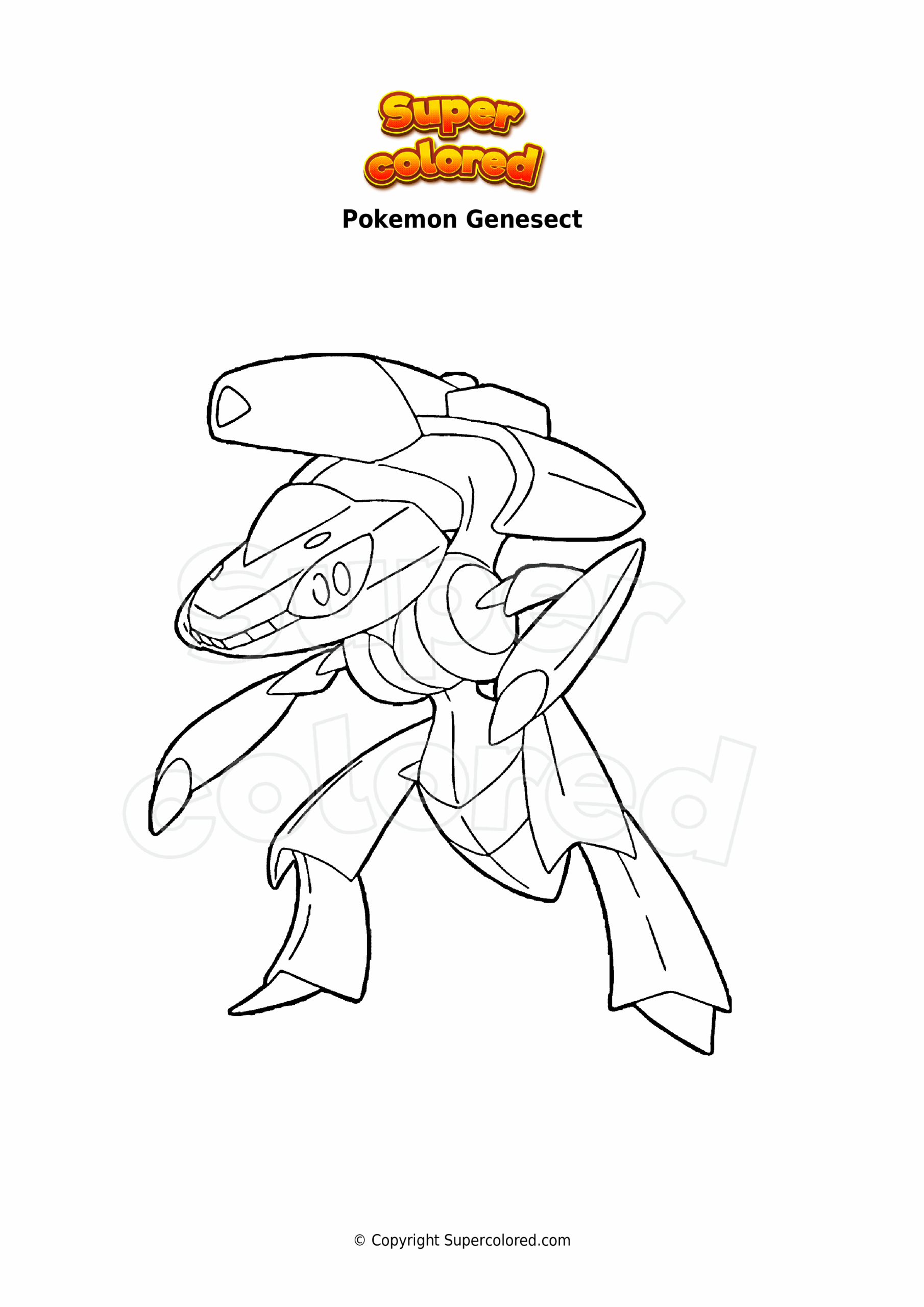 Coloring Page Pokemon Genesect Supercolored